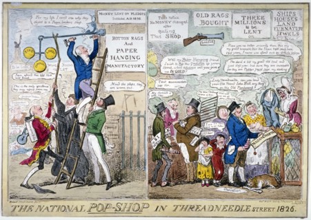 The national pop-shop in Threadneedle Street', 1826. Artist: Isaac Robert Cruikshank