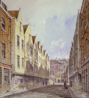 View of Great Winchester Street with Winchester Place visible in the distance, London, 1839. Artist: Robert Blemmell Schnebbelie