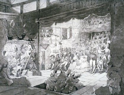 A country theatre, 1790. Artist: T Wright