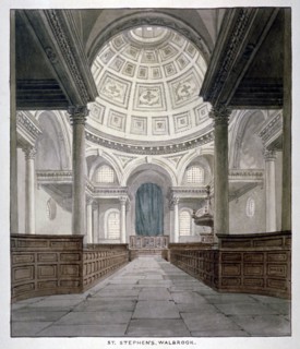 Church of St Stephen Walbrook, City of London, c1840. Artist: Frederick Nash