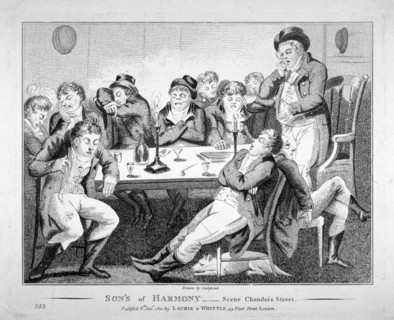 'Son's of harmony - scene Chandois Street', 1801. Artist: Anon