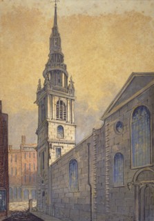 Church of St Mary le Bow from Bow Churchyard, City of London, c1815. Artist: William Pearson
