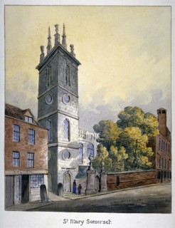 Church of St Mary Somerset, City of London, c1815. Artist: William Pearson