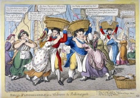Royal fishmongers, or a welcome to Billingsgate', 1816. Artist: C Williams