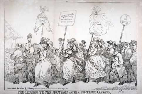 Procession to the hustings after a successful canvass, no:14', 1784. Artist: Thomas Rowlandson
