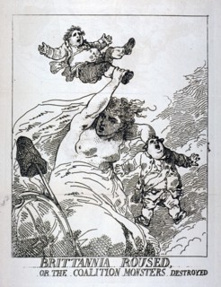 'Brittannia roused or the Coalition Monsters Destroyed', 1784. Artist: Thomas Rowlandson