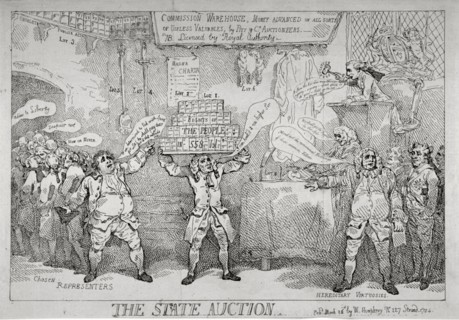 'The State Auction', 1784. Artist: Thomas Rowlandson