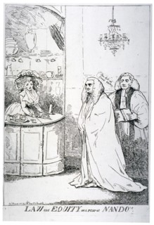 'Law and equity, or a peep at Nando's', 1787. Artist: Anon