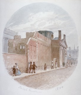 Part of a wall of the old British Museum, Bloomsbury, London, 1850. Artist: James Findlay