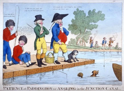 'Patience at Paddington, or angling in the Junction Canal', c1800. Artist: Roberts