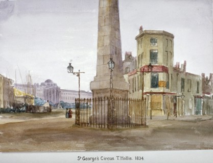 St George's Circus, Southwark, London, 1834. Artist: Thomas Hollis