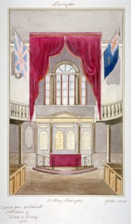 Interior of the Church of St Mary Newington, Newington Butts, Southwark, London, 1825. Artist: Anon