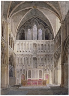 Interior view looking towards the altar, St Saviour's Church, Southwark, London, 1830. Artist: Edward Hassell