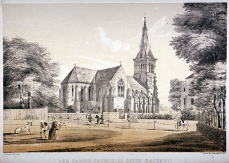 The Church of St John of Jerusalem, Hackney, London, c1850. Artist: CJ Greenwood