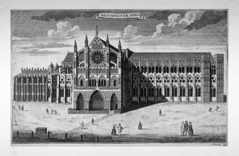 View of the west end of Westminster Abbey before the addition of towers, London, c1738. Artist: Thomas Bowles