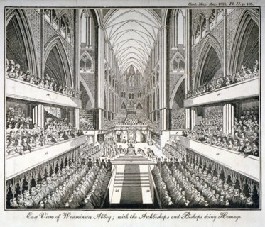 The coronation of George IV in Westminster Abbey, London, 1821. Artist: Anon