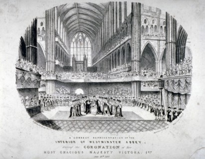 The coronation of Queen Victoria in Westminster Abbey, London, 1838. Artist: W Clark
