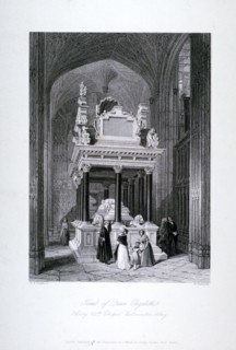 Queen Elizabeth I's tomb, Henry VII Chapel, Westminster Abbey, London, c1840. Artist: William Radclyffe