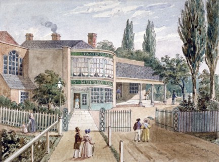 St Helena tea gardens, Lower Road, Rotherhithe, London, c1860. Artist: Anon