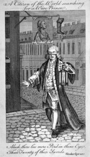 A citizen of the world searching for a wise prince', 1771. Artist: Anon