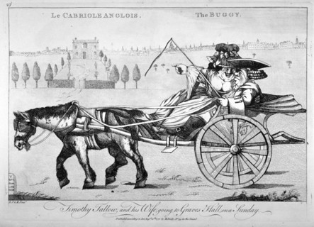 'Timothy Tallow, and his wife, going to Graves Hall, on a Sunday', 1772. Artist: Anon