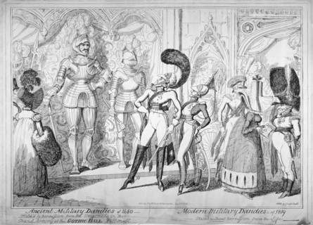 Ancient and modern military dandies, 1835. Artist: George Cruikshank