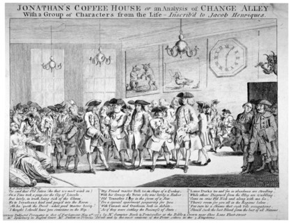 Jonathan's Coffee House, London, 1763. Artist: HO Neal