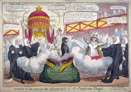 'Ghost as seen in the Hamlet of St Stephen's Chapel', 1820. Artist: Anon