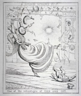 'One of the Advantages of Gas over Oil', 1821. Artist: Richard Dighton