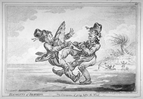 'Elements of Skateing. The consequence of going before the wind', 1805. Artist: James Gillray