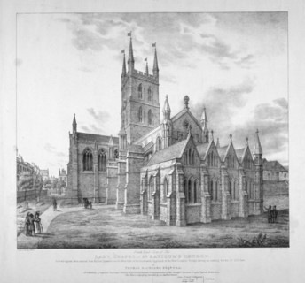 'South-east view of the Lady Chapel of St Saviour's Church, as it will appear when restored', c1835. Artist: J Harris