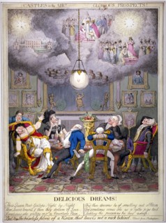 Delicious Dreams! Castles in the air! Glorious prospects!', 1821. Artist: Anon