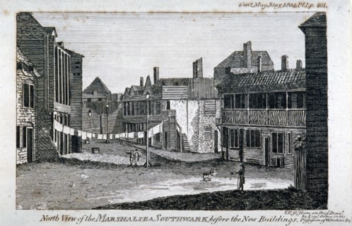 North view of Marshalsea prison on Borough High Street, Southwark, London, 1804. Artist: Anon