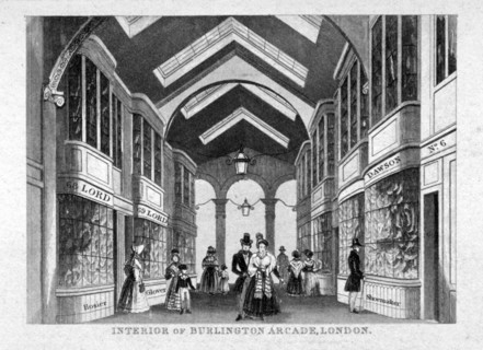 Interior of Burlington Arcade, Westminster, London, c1825. Artist: Anon