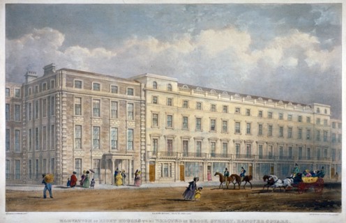 View of eight houses in Brook Street, Westminster, London, c1840. Artist: George Hawkins