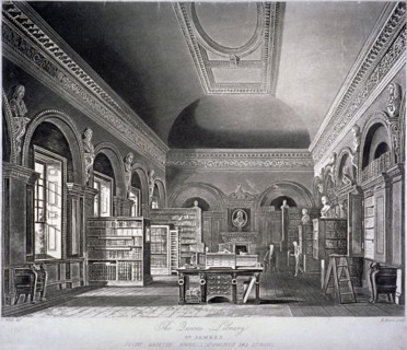 The Queen's library in St James's Palace, Westminster, London, 1819. Artist: R Reeves
