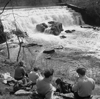 Weir on the River Wye, Monsal Dale, Derbyshire, 1959