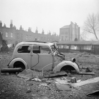 Abandoned car, London, 1960-1965