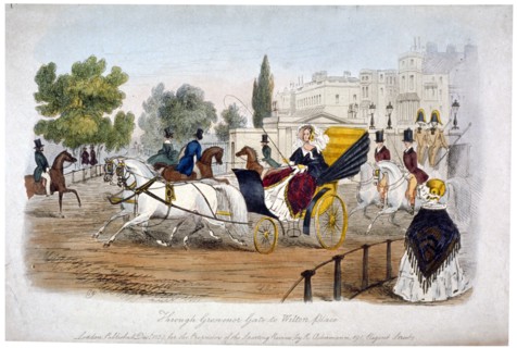 View through Grosvenor Gate to Wilton Place, Hyde Park, London, 1839. Artist: EL