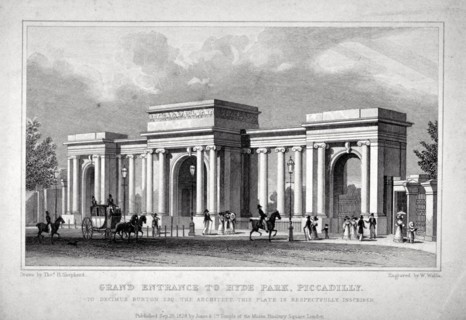 View of Hyde Park Corner, London, 1828. Artist: W Wallis