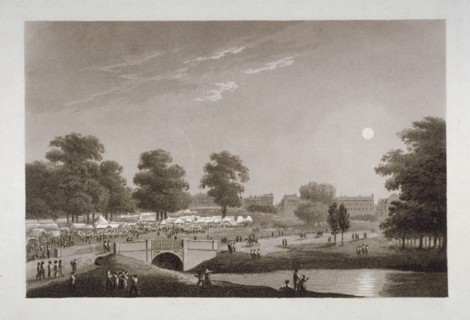 View of the Serpentine and Hyde Park, London, 1814. Artist: Matthew Dubourg