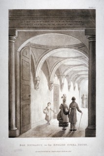 View of the box entrance in the King's Theatre, Haymarket, London, 1837. Artist: Daniel Havell