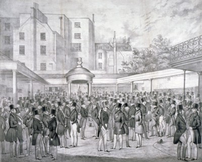 View of Tattersall's horse sale yard at Hyde Park Corner, Westminster, London, c1845. Artist: Anon