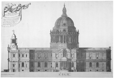 South elevation of St Paul's Cathedral, City of London, 1702. Artist: William Emmett