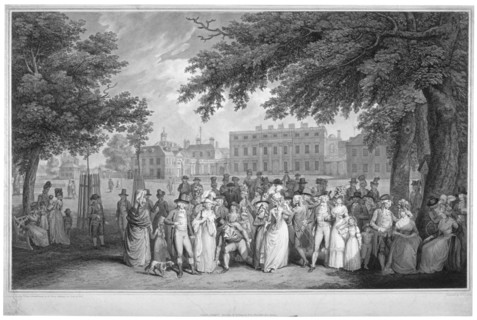 People promenading in St James's Park, Westminster, London, 1793. Artist: Francois David Soiron