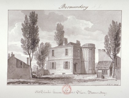 'Old Printers House, Printers Place, Bermondsey', London, 1826. Artist: John Chessell Buckler