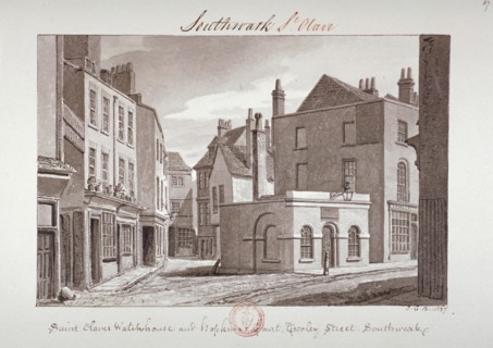 'Saint Olave's Watchhouse and Hopkin's Court near Tooley Street, Southwark', London, 1827. Artist: John Chessell Buckler