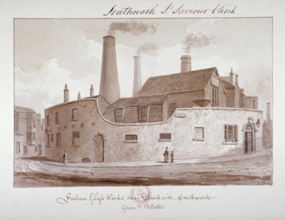 'Falcon Glass Works near Bankside, Southwark', London, 1827. Artist: John Chessell Buckler