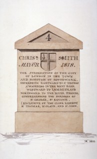 Boundary stone between the City of London and Southwark, 1819. Artist: TA