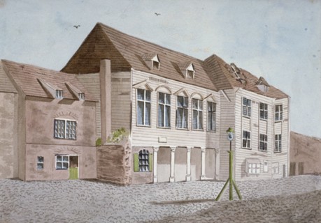 View of Marshalsea Prison on Borough High Street, Southwark, London, c1830. Artist: Anon